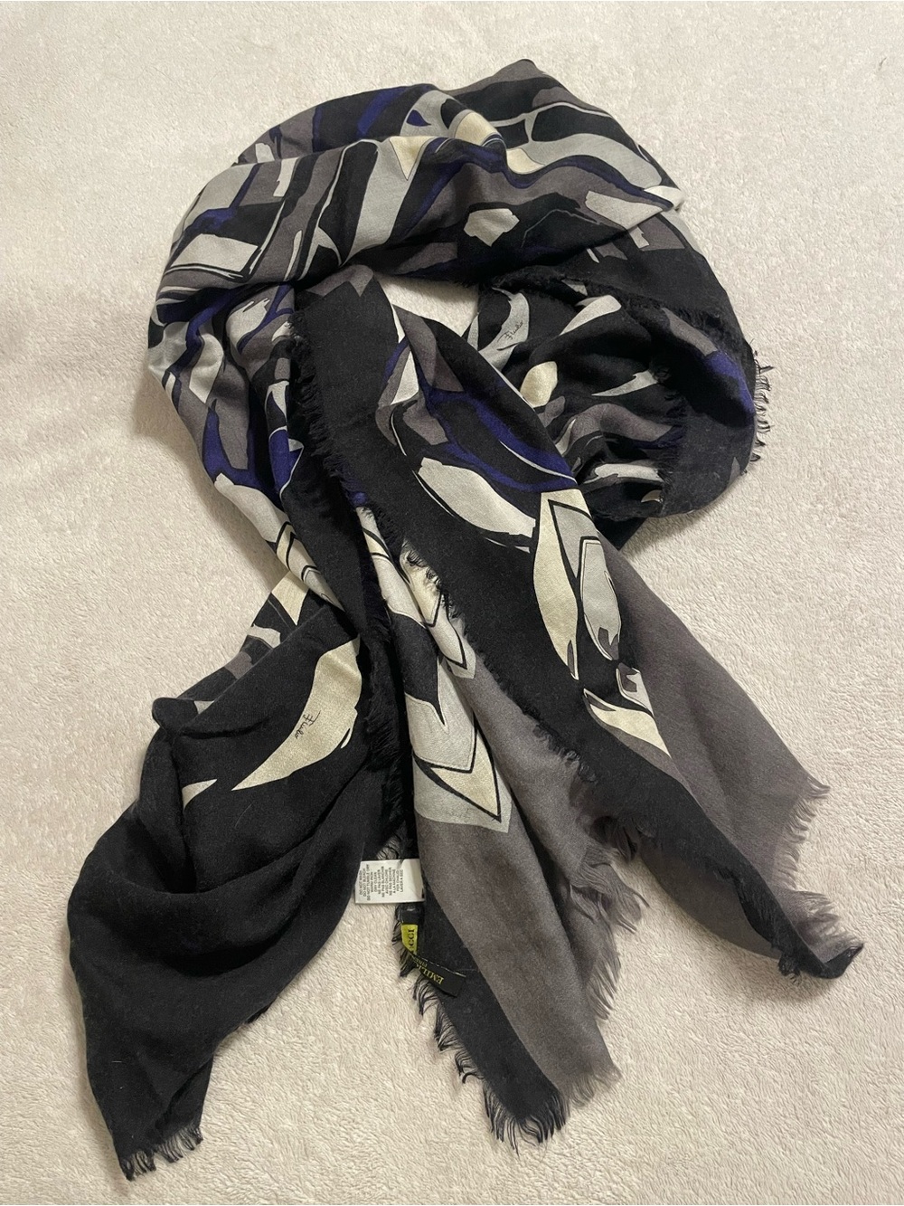 Emilio Pucci women’s Black, blue and Gray Scarf, cashmere and silk blend, Italy